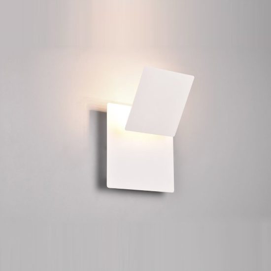 Applique led 6w 3000k moderna quadrata bianca a luce indiretta orientabile