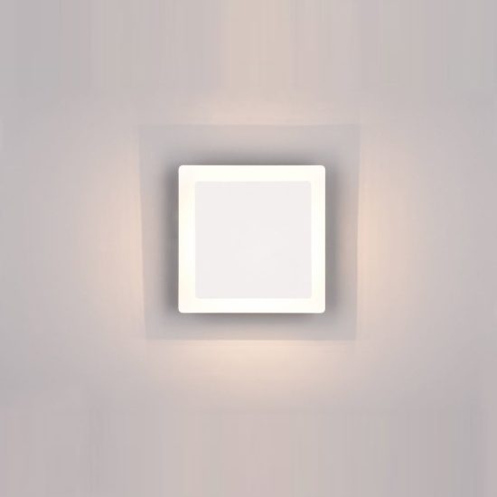 Applique led 6w 3000k moderna quadrata bianca a luce indiretta orientabile