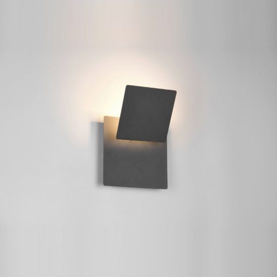 Applique per soggiorno led 6w 3000k moderna quadrata nera a luce indiretta orientabile