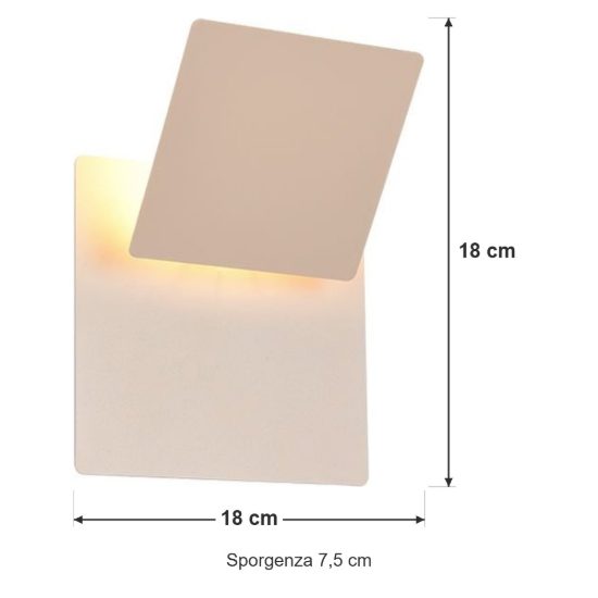 Applique per soggiorno led 6w 3000k moderna quadrata beige caldo a luce indiretta orientabile