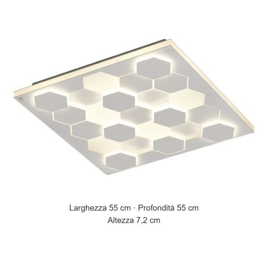 Plafoniera led 40w 2000k 4000k dim to warm per soggiorno quadrata alveolare bianca