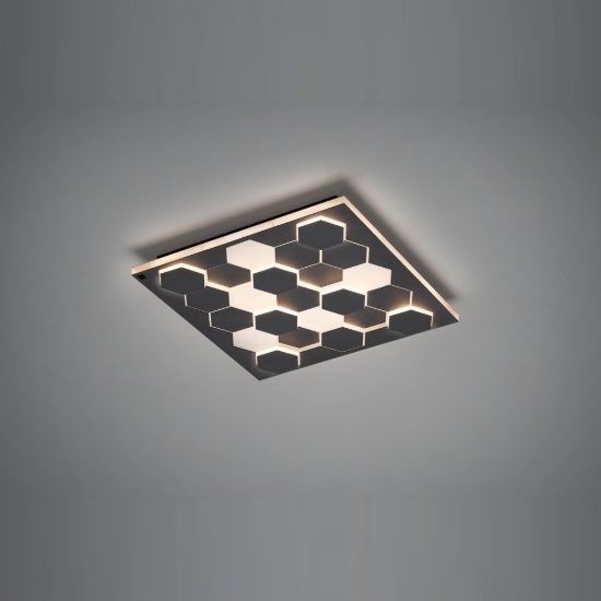 Plafoniera led 40w 2000k 4000k dim to warm per soggiorno quadrata alveolare nera