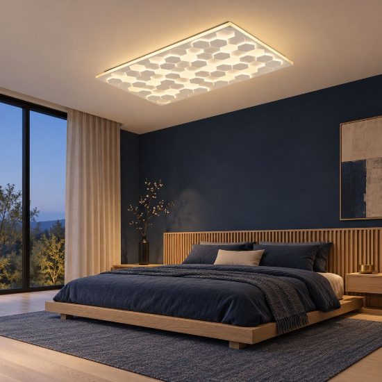 Plafoniera led 66w 2000k 4000k dim to warm per soggiorno rettangolare alveolare bianca