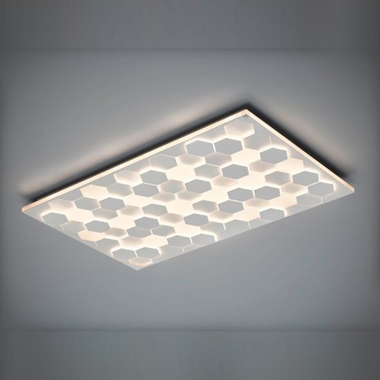 Plafoniera led 66w 2000k 4000k dim to warm per soggiorno rettangolare alveolare bianca