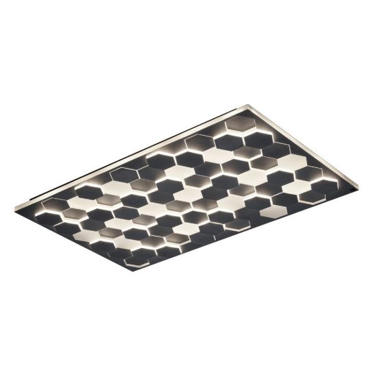 Plafoniera led 66w 2000k 4000k dim to warm per soggiorno rettangolare alveolare nera