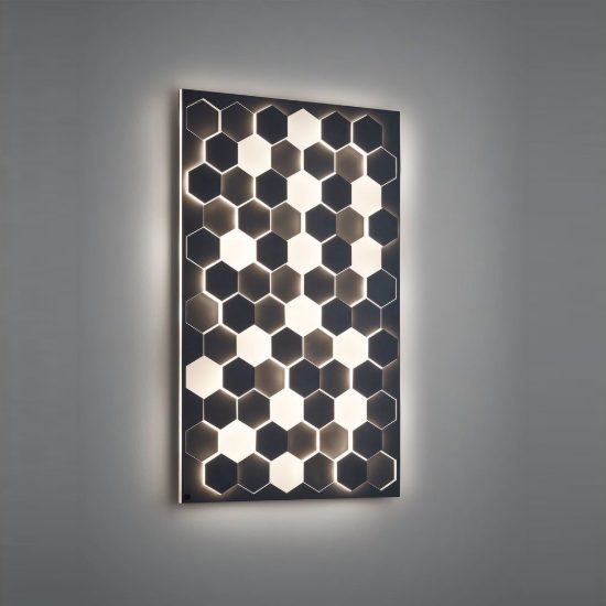 Plafoniera led 66w 2000k 4000k dim to warm per soggiorno rettangolare alveolare nera