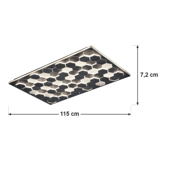 Plafoniera led 66w 2000k 4000k dim to warm per soggiorno rettangolare alveolare nera