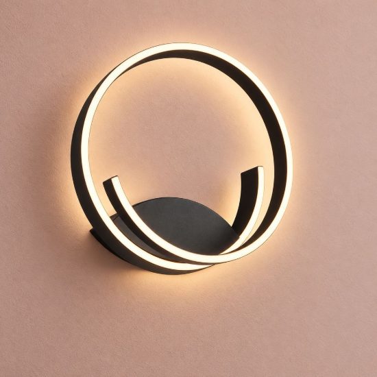Applique per soggiorno led 15w 2000k 4000k dimmerabile dim to warm moderna nera