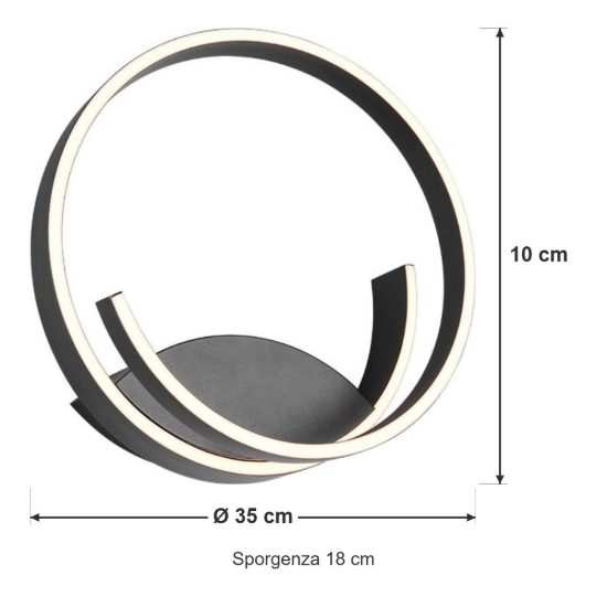 Applique per soggiorno led 15w 2000k 4000k dimmerabile dim to warm moderna nera
