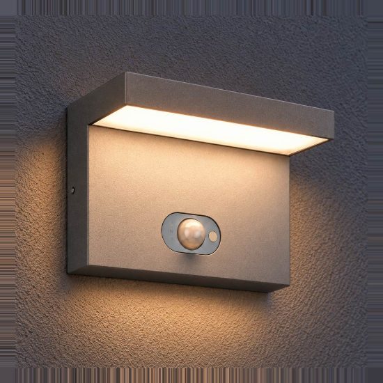 Applique da esterno solare led 5w cct 2300k 4000k con sensore di movimento ip65 antracite