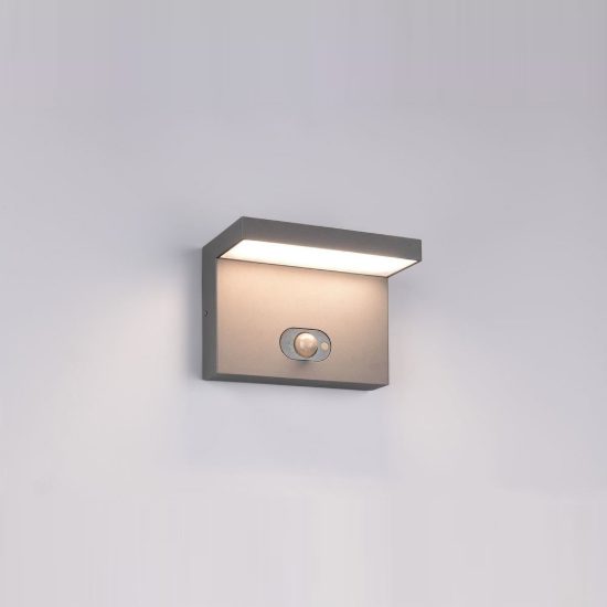 Applique da esterno solare led 5w cct 2300k 4000k con sensore di movimento ip65 antracite