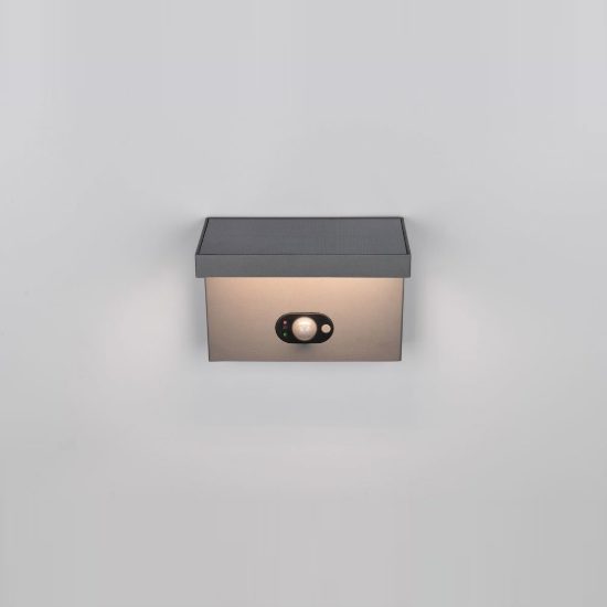 Applique da esterno solare led 5w cct 2300k 4000k con sensore di movimento ip65 antracite