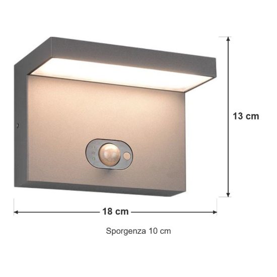 Applique da esterno solare led 5w cct 2300k 4000k con sensore di movimento ip65 antracite