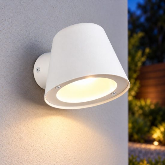 Applique da esterno ip44 moderna bianca con vetro trasparente