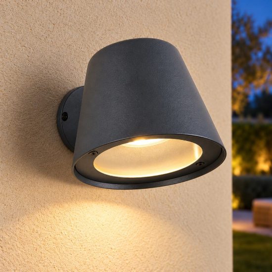 Applique da esterno ip44 moderna antracite con vetro trasparente