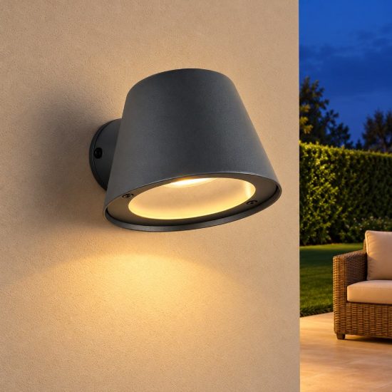 Applique da esterno ip44 moderna antracite con vetro trasparente