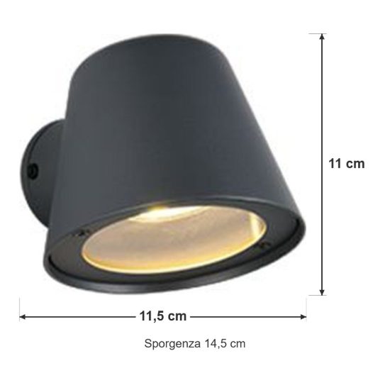Applique da esterno ip44 moderna antracite con vetro trasparente