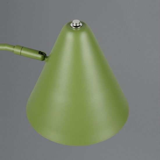 Applique per comodino camera da letto a braccio orientabile verde con paralume a cono interruttore