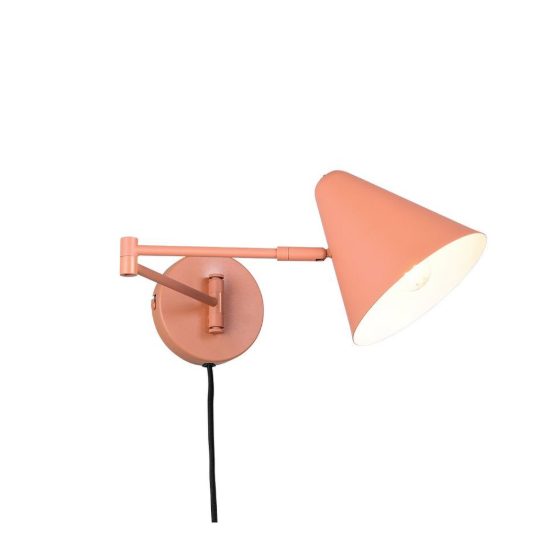 Applique per comodino camera da letto a braccio orientabile pesca con paralume a cono interruttore