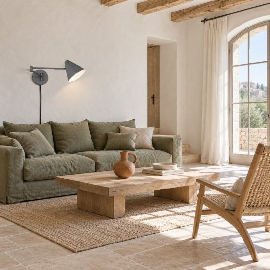 Applique per comodino camera da letto a braccio antracite con paralume a cono interruttore