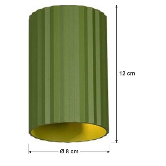 Applique per salotto bi-emissione moderna cilindrica verde in metallo rigato