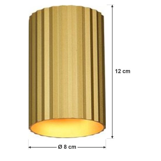 Applique bi-emissione moderna cilindrica oro in metallo rigato