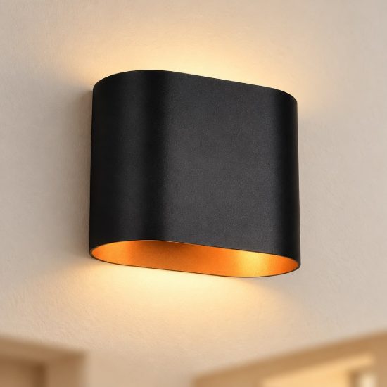 Applique bi-emissione moderna nera e oro