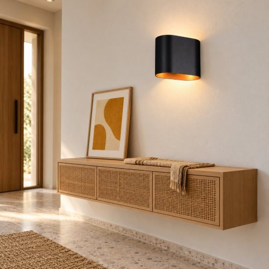 Applique bi-emissione moderna nera e oro