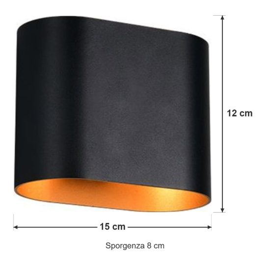 Applique bi-emissione moderna nera e oro