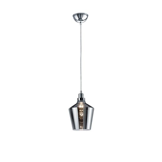 Lampada a sospensione per sala da pranzo vintage a cono in vetro fumè