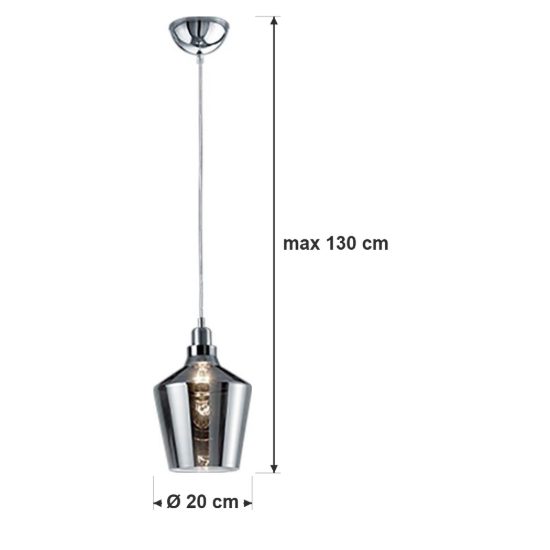 Lampada a sospensione per sala da pranzo vintage a cono in vetro fumè