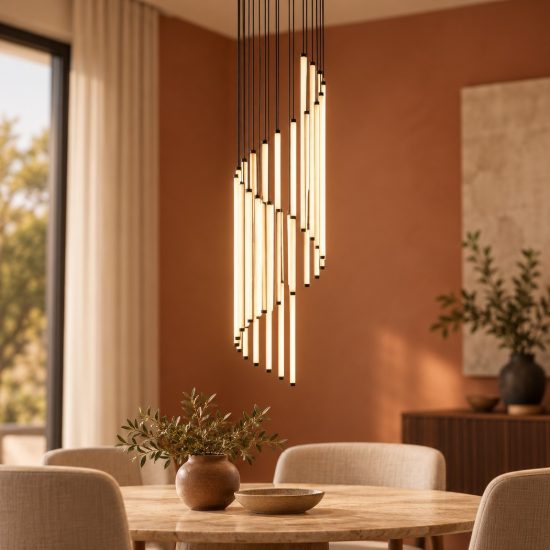 Lampadario a sospensione led 70w 2300k 3000k 4000k moderno a bacchette luminose nero