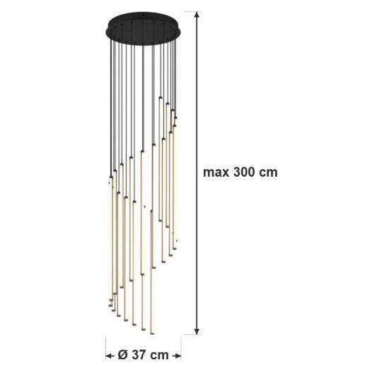 Lampadario a sospensione led 70w 2300k 3000k 4000k moderno a bacchette luminose nero