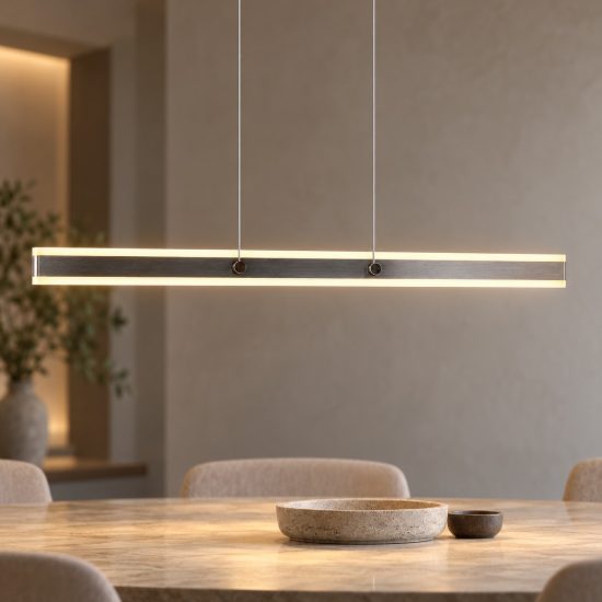 Lampadario lineare led 35w 2300k 3000k 4000k bi-emissione nichel opaco