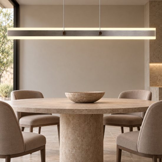 Lampadario lineare led 35w 2300k 3000k 4000k bi-emissione nichel opaco