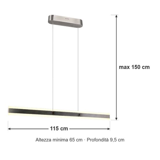 Lampadario lineare led 35w 2300k 3000k 4000k bi-emissione nichel opaco