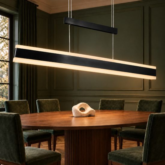 Lampadario lineare led 45w 2300k 3000k 4000k touch estensibile bi-emissione nero