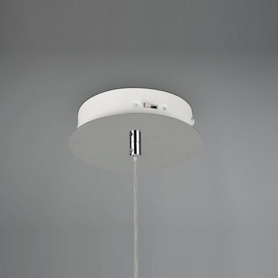 Lampada a sospensione led 11w cct 2300k 3000k 4000k per sala da pranzo cromo con vetro trasparente