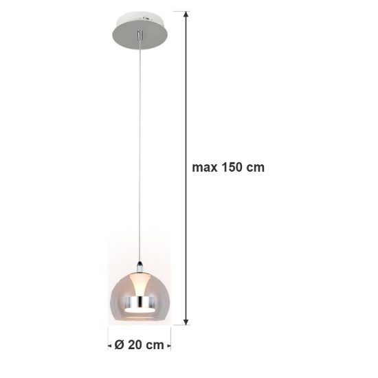 Lampada a sospensione led 11w cct 2300k 3000k 4000k per sala da pranzo cromo con vetro trasparente