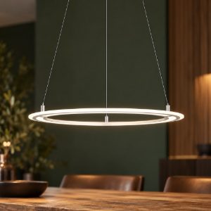 Lampadario led 38w cct 2700k 6500k con telecomando ad anello motorizzato nichel opaco