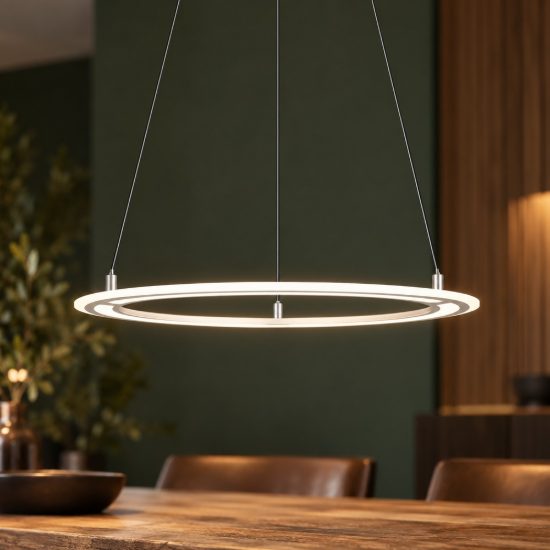 Lampadario led 38w cct 2700k 6500k con telecomando ad anello motorizzato nichel opaco
