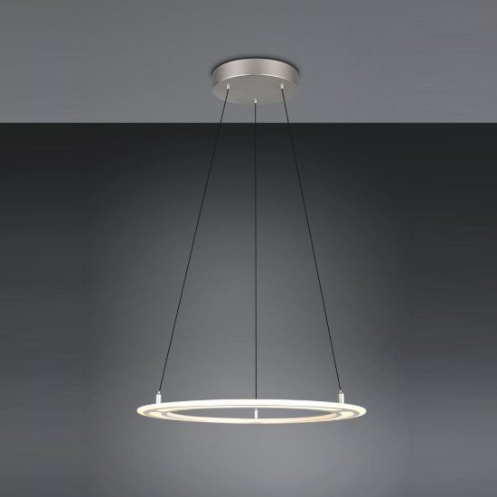 Lampadario led 38w cct 2700k 6500k con telecomando ad anello motorizzato nichel opaco