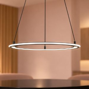 Lampadario led 38w cct 2700k 6500k con telecomando ad anello motorizzato nero