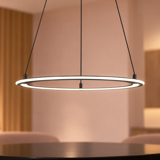Lampadario led 38w cct 2700k 6500k con telecomando ad anello motorizzato nero