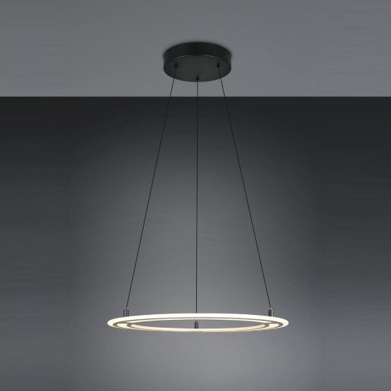 Lampadario led 38w cct 2700k 6500k con telecomando ad anello motorizzato nero