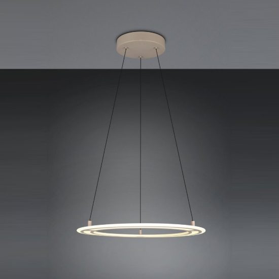 Lampadario per soggiorno led 38w cct 2700k 6500k con telecomando ad anello motorizzato tortora