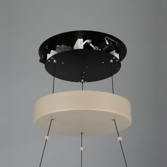 Lampadario per soggiorno led 38w cct 2700k 6500k con telecomando ad anello motorizzato tortora