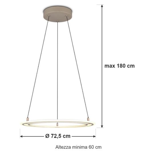 Lampadario per soggiorno led 38w cct 2700k 6500k con telecomando ad anello motorizzato tortora