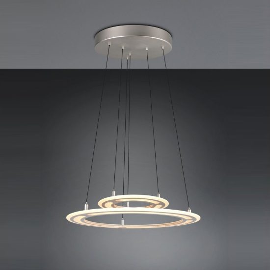 Lampadario led 53w cct 2700k 6500k con telecomando a doppio anello motorizzato nichel opaco
