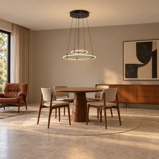 Lampadario led 53w cct 2700k 6500k con telecomando a doppio anello motorizzato nero